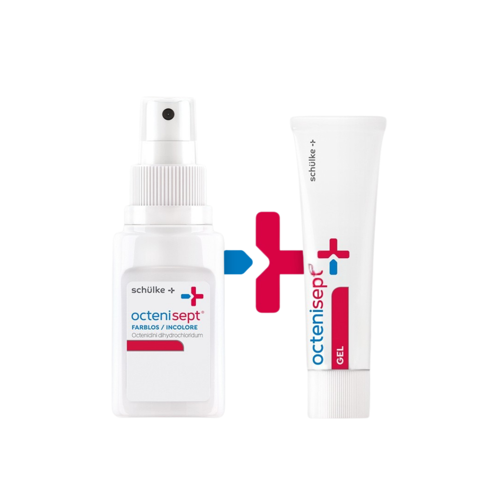 Sprühflasche und Verpackung von octenisept® Wund-Desinfektion Spray.